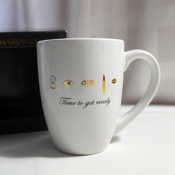 Cynthia Rowley 16 oz. Coffee/Tea Mug, "Time to Get Ready," Makeup, NIB - Picture 1 of 7